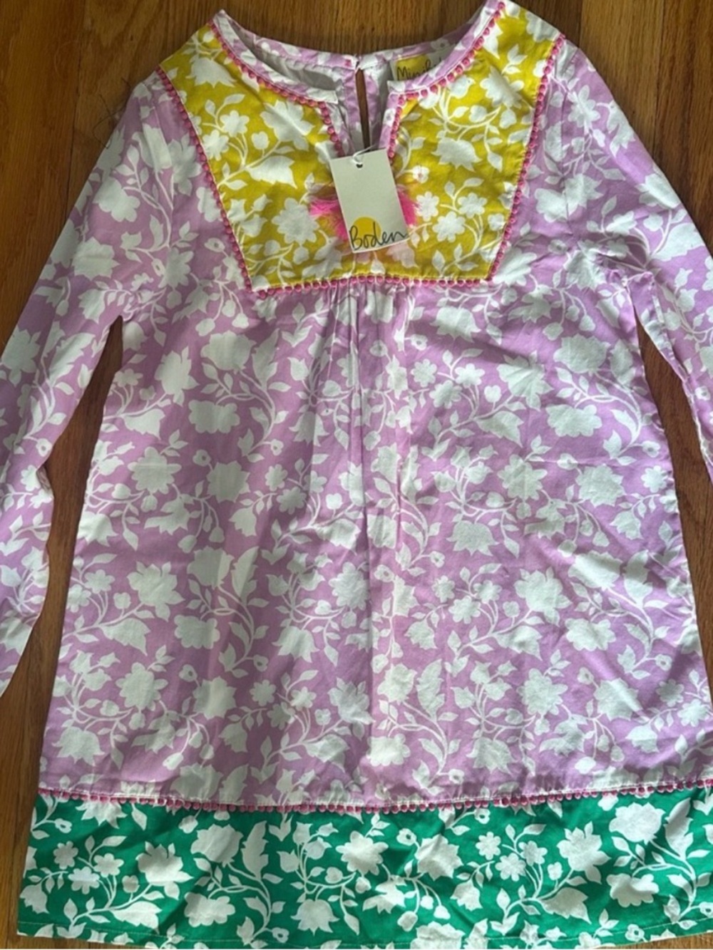 Boden Floral One-Piece Dress in Pink, Yellow & Green